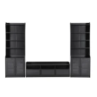 Vinsetto Modern Multifunctional TV Stand Set for TVs Up to 65" with Acrylic Board Door, Tall Cabinets, Chic Elegant Entertainment Wall Unit, Black(m-2)