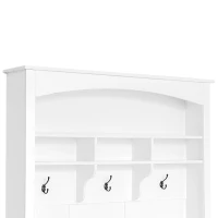 47.5'' Wide Hall Tree with Shoe Storage, 3 Hanging Hooks, Adjustable Shelves, and Multi-Functional Design for Hallway, White(m-9)