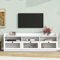 Vinsetto Sleek & Modern TV Stand with Acrylic Board Door, Media Console for TVs Up to 65", Ample Storage Space, 63" L x 12" W x 21.5" H, White(m-4)