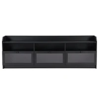 Vinsetto Sleek & Modern TV Stand with Acrylic Board Door, Media Console for TVs Up to 65", Ample Storage Space, 63" L x 12" W x 21.5" H, Black(m-2)