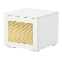 Vinsetto Modern TV Stand Fits TVs Up to 90" with Push to Open Doors, LED Lights, Rattan Style Entertainment Center, 82.5" L x 15.5" W x 14" H, White(m-10)