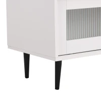 Vinsetto Chic Elegant Design TV Stand with Sliding Fluted Glass Doors, Slanted Drawers Media Console for TVs Up to 75", TV Cabinet with Storage Space, White(m-11)