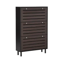 Minimalist Slim Shoe Cabinet with Hanging Hooks, 3 Flip Drawers, Adjustable Shelves, and Large Storage Capacity, 31.5" L x 9.5" W x 48" H, Black(m-2)