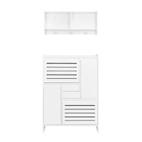 Vinsetto Multi-Functional Shoe Cabinet with Wall Cabinet, Space-Saving Design, 2 Flip Drawers, Versatile Side Cabinet for Hallway, White(m-2)