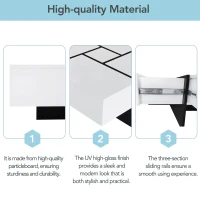 Unique Design Coffee Table with 4 Hidden Storage Compartments, Extendable Sliding Tabletop, UV High-Gloss Finish, 31.5"x 31.5", White(m-8)