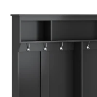 Vinsetto 60" Modern Wide Hall Tree with Metal Hooks, Entryway Bench, 24 Shoe Cubbies and Ample Storage, Coat Rack for Hallway, Black(m-9)