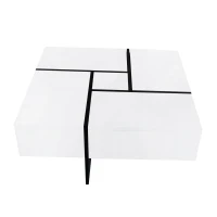 Unique Design Coffee Table with 4 Hidden Storage Compartments, Extendable Sliding Tabletop, UV High-Gloss Finish, 31.5"x 31.5", White(m-13)