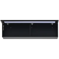 Vinsetto Wall Mount Floating TV Stand with 4 Media Storage Cabinets, 2 Shelves, and 16-Color RGB LED Lights for 95+" TV, Black(m-9)