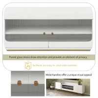 Vinsetto Sleek Design TV Stand with Fluted Glass, Faux Marble Top, Gold Frame Base, Fits TVs Up to 70", 63.5" L x 12.5" W x 19" H, White(m-6)