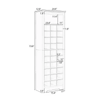 Contemporary Shoe Cabinet with 30 Cubbies, Free Standing Tall Storage Cabinet for Hallway or Bedroom, 24.5" L x 13" W x 74" H, Rustic Brown(m-3)