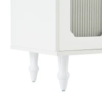 Vinsetto Retro Design TV Stand with Fluted Glass Doors, 2 Drawers and Cabinets, Fits TVs Up to 78", 70" L x 16" W x 22" H, White(m-11)