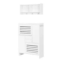 Vinsetto Multi-Functional Shoe Cabinet with Wall Cabinet, Space-Saving Design, 2 Flip Drawers, Versatile Side Cabinet for Hallway, White(m-13)