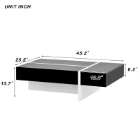 Contemporary Rectangle Coffee Table with Large Drawer, Modern High Gloss Surface, 45" L x 25.5" W x 13.5" H, Black(m-3)