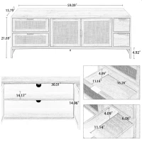 Vinsetto Elegant Rattan TV Stand for TVs up to 65", Boho Style Media Console with Adjustable Shelves and Cable Management, Brown(m-3)