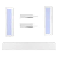 Vinsetto Wall Mount Floating TV Stand with 4 Media Storage Cabinets, 2 Shelves, and 16-Color RGB LED Lights for 95+" TV, White(m-13)