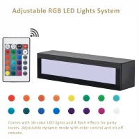 Vinsetto Wall Mount Floating TV Stand with 4 Media Storage Cabinets, 2 Shelves, and 16-Color RGB LED Lights for 95+" TV, Black(m-7)