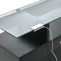 Shoe Cabinet with 2 Flip Drawers and Adjustable Shoe Storage, Tempered Glass Top, LED Light, 35" L x 9.5" W x 41" H, Black(m-11)