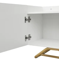 Vinsetto Sleek Design TV Stand with Fluted Glass, Faux Marble Top, Gold Frame Base, Fits TVs Up to 70", 63.5" L x 12.5" W x 19" H, White(m-9)