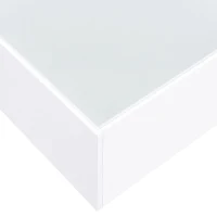 Square High Glossy Coffee Table with 16-Color LED Strip Lights, 0.2'' Glass Top, Modern Center Table for Living Room, 27.5" L x 27.5" W x 14" H, White(m-9)