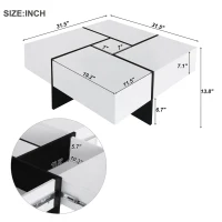 Unique Design Coffee Table with 4 Hidden Storage Compartments, Extendable Sliding Tabletop, UV High-Gloss Finish, 31.5"x 31.5", White(m-3)