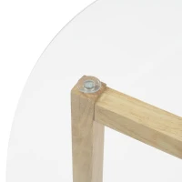 Round Coffee Table with Tempered Glass Top and Sturdy Wood Base, Modern Cocktail Table, Easy Assembly, 35.5" L x 35.5" W x 17.5" H, Natural(m-10)