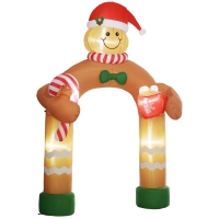 Outsunny 9.2' Inflatable Gingerbread Man Arch w/ White LED Lights, Blow-Up Outdoor Display for Party