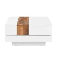 Vinsetto 31.5'' Square Coffee Table with Sliding Tabletop, High Gloss Finish, Hidden Storage Compartment, Extendable to 45.5'', White(m-2)