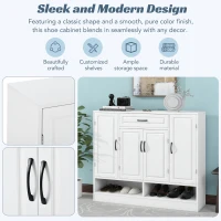 Sleek and Modern Shoe Cabinet with Adjustable Shelves, Minimalist Shoe Storage Organizer, Space-Saving Design, 47.5" L x 12" W x 39.5" H, White(m-5)