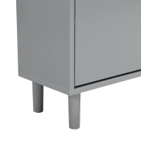 Vinsetto Narrow Design Shoe Cabinet with 3 Flip Drawers, Wood Grain Top, Adjustable Shelves, and Hooks, 31.5" L x 9.5" W x 48" H, Grey(m-12)