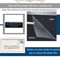 Modern TV Stand for TVs Up to 70'' with 2 Tempered Glass Shelves, LED Lights, High Gloss Entertainment Center, 61" L x 17" W x 19" H, Black(m-9)