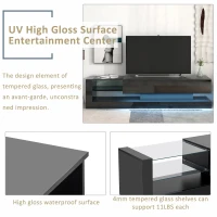 Vinsetto 71" TV Stand for 75" TV with Media Storage Cabinets, 16-Color RGB LED Lights, Modern High Gloss Entertainment Center, Black(m-8)