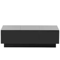 Vinsetto Coffee Table with Hidden Storage, Extendable Cocktail Table with Drawers, Sliding Top for Living Room, 39.5" L x 22" W x 12.5" H, Black(m-2)