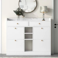 Vinsetto Modern Shoe Cabinet with 4 Flip Drawers, 2-Tier Shoe Storage Organizer, Shoe Rack for Entrance Hallway, 50.5" L x 9.5" W x 42.5" H, White(m-4)