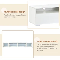 Vinsetto Modern TV Stand Fits TVs Up to 90" with Push to Open Doors, LED Lights, Rattan Style Entertainment Center, 82.5" L x 15.5" W x 14" H, White(m-8)