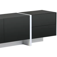 Vinsetto Modern TV Stand Console Table with High Gloss UV Surface, Contemporary TV Stand for TVs Up to 80", 2 Drawers and 3 Cabinets, Black(m-10)