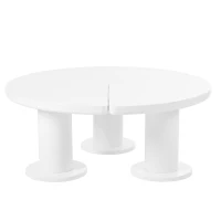 Round Petal-Shaped Coffee Table with Thick Legs and Sleek Edges, Minimalist Design, 39.5" Diameter, Easy Assembly, White(m-2)