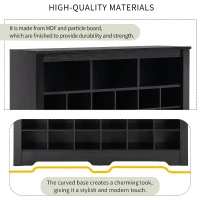 Modern 24-Cubby Shoe Cabinet, Sleek Design with Curved Base, Versatile Sideboard for Hallway, Bedroom, Living Room, Black(m-8)