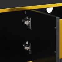 Luxury Minimalism TV Stand with Open Storage Shelf for TVs Up to 85", Entertainment Center with Cabinets and Drawers, Gold+Black(m-9)