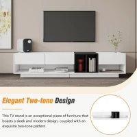 Vinsetto Functional TV Stand with Open and Hidden Storage, Sleek and Stylish TV Stand, Two-Tone Media Console for TVs Up to 80", White(m-5)