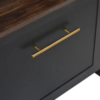 Vinsetto Versatile 4-in-1 Hall Tree with 6 Golden Hooks, Brown Wood Grain Bench, Multiple Storage Spaces, and 2 Drawers, 47" L x 15.5" W x 76.5" H, Black(m-10)