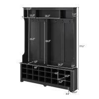 Vinsetto 60" Modern Wide Hall Tree with Metal Hooks, Entryway Bench, 24 Shoe Cubbies and Ample Storage, Coat Rack for Hallway, Black(m-3)