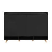 Sleek and Contemporary Shoe Cabinet with Adjustable Shelves, Solid Wood Legs, and Ample Storage, 55.5" L x 14" W x 39.5" H, Black(m-2)
