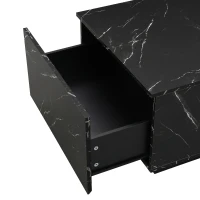 Vinsetto Modern Coffee Table with Faux Marble and Walnut Finish, Rectangular Center Table with 2 Storage Drawers for Living Room, Black(m-9)