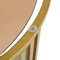 Stackable Coffee Table Set with 2 Drawers, Nesting Tables with Tempered Glass and High Gloss Marble Tabletop, Table for Living Room, Golden White(m-8)