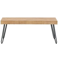 Modern Wood Coffee Table with Metal Chevron Pattern Legs, Cocktail Table for Living Room, Easy Assembly, 43" L x 19.5" W x 18" H, Natural(m-14)