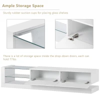 Vinsetto 71" TV Stand for 75" TV with Media Storage Cabinets, 16-Color RGB LED Lights, Modern High Gloss Entertainment Center, White(m-8)