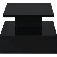 Modern Industrial Design Coffee Table with LED Lighting, 16 Colors with Remote Control, Easy Assembly, 47" L x 23.5" W x 18" H, Black(m-11)