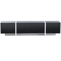 Vinsetto Modern TV Stand Console Table with High Gloss UV Surface, Contemporary TV Stand for TVs Up to 80", 2 Drawers and 3 Cabinets, Black(m-2)