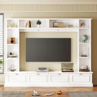Vinsetto Modern Large Wall Unit Entertainment Center with Bookshelves for TVs Up to 78", 4-in-1 TV Stand with Cabinets, Open Shelves, White(m-4)