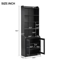 Vinsetto Elegant Tall Cabinet with Acrylic Door, Adjustable Shelves, and Graceful Curves, 27.5" L x 14.5" W x 78.5" H, Black(m-3)